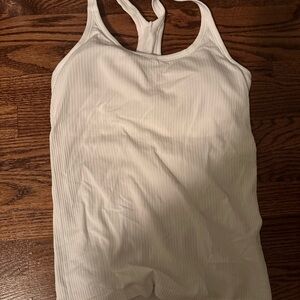 Lululemon White Ribbed Tank Top